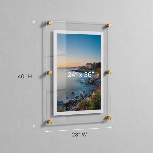 Azar Displays 105536-GLD Acrylic Floating Double Panel Wall Frame, Overall - Image 2