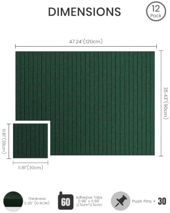 Bumusty 48"x 36" Large Felt Bulletin Board Tiles, Pine Green - Image 2
