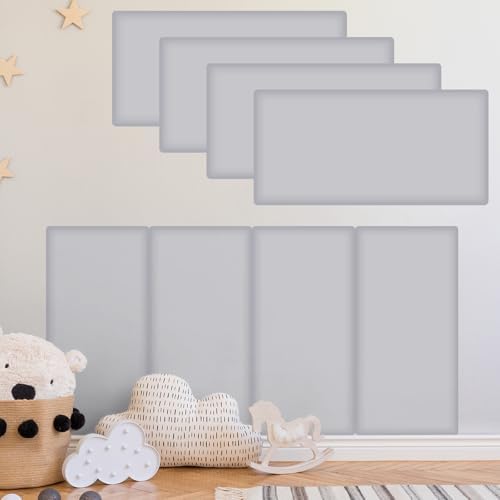 Hahafelt 4 Pack Wall Padding Headboard 15.75" x 7.87" x 1.18" Light Grey by Hahafelt