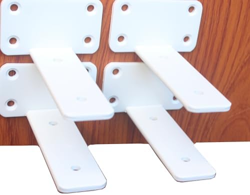 4 Pack - 6 inch White Hidden L Shelf Bracket Iron Floating Shelf Brackets by MHMYDZ