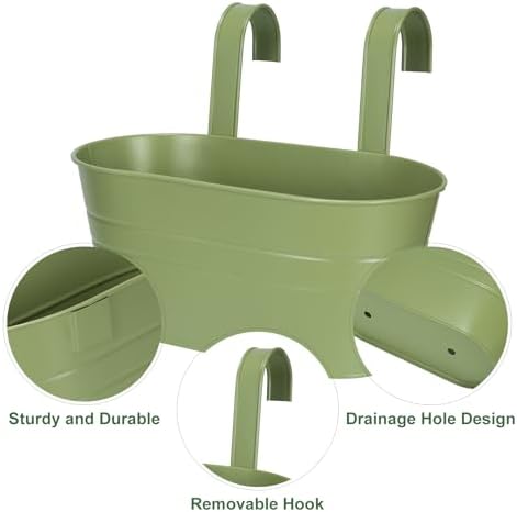 HowRU Metal Iron Flower Pots for Railing Fence Hanging Bucket Pots and Hanging - Image 3