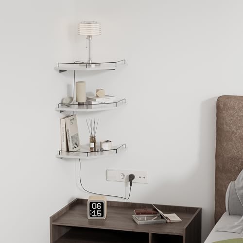 JJL Corner Shelf Wall Mounted, 12 Inches 3-Tier Floating Corner Shelf - Image 4