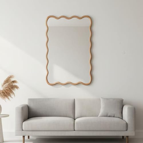 GDFStudio 20"x30" Wavy Rectangle Solid Wood Frame Mirror, Bohemian Decorative - Image 4