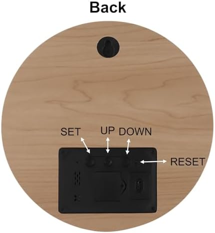 Wooden Silent Non-Ticking Wall Clock, Wood Moon Cordless Aesthetic Modern Alarm - Image 4
