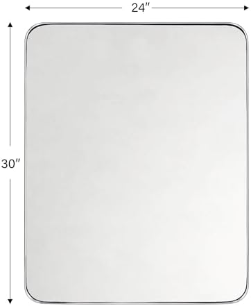 GRACTO 24x30'' Polished Nickel Metal Framed Bathroom Mirror - Image 4