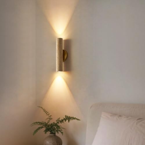 Natural Yellow Cave Stone Wall Sconce, 12.6 Inch Up Down Wall Light Fixture - Image 6