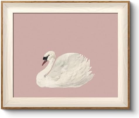 VIYYIEA Framed Modern Pink Swan Canvas Wall Art by VIYYIEAART