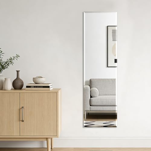 Frameless Full Length Mirror for Wall, 55x16 Inch Bathroom Vanity Mirror by Ruomeng