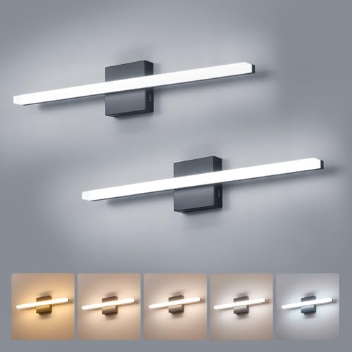 Combuh Vanity Light for Bathroom Over Mirror, Modern Bath Wall Lights Black by Combuh
