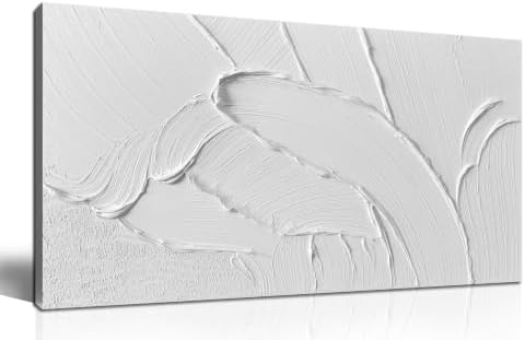 MDHKVPM White Abstract Canvas Painting 3D Textured Wall Art by MDHKVPMCanvasWallArt