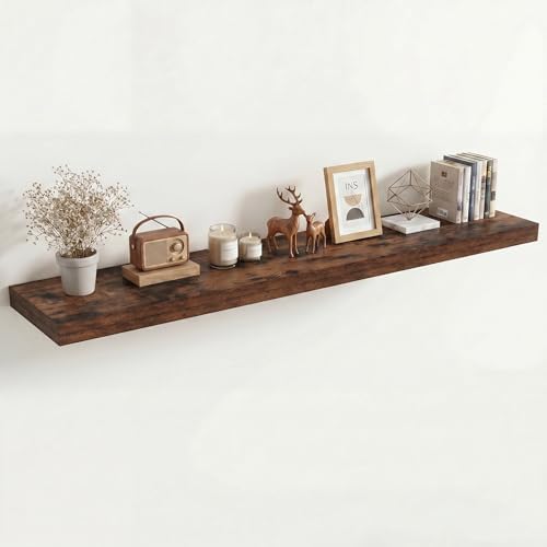 Vivelove Deep Floating Shelves 60x12” Set of 1, Rustic Brown by VIVELOVE