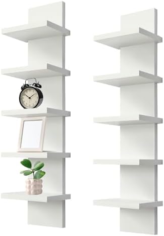 2 Pack 5 Tier Wall Shelf Unit by YEXEXINM