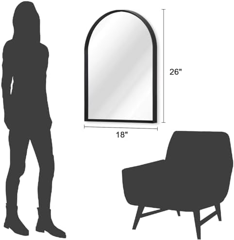 Arched Wall Mirror, Metal Frame Black Bathroom Mirror, Arched Vanity Mirror - Image 7
