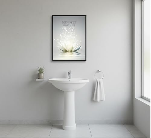 Framed Lotus Wall Art, Mindset is Everything Bathroom Decor - Image 2