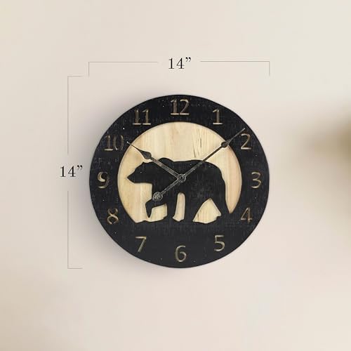 Young's Inc Wood Bear Carved Wall Clock - Image 3