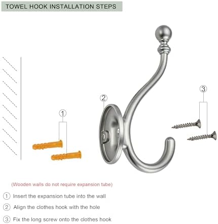 AVICCI 5 Pack Coat Hooks Brushed Nickel Coat Hook, Heavy Duty Hooks Decorative - Image 3