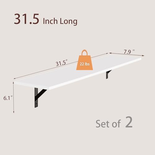 DINZI LVJ Long Wall Shelves, 31.5" Wall Mounted Shelves - Image 3