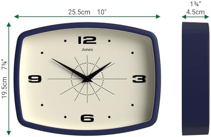 JONES CLOCKS® Movie wall Clock | Rectangular Retro Clock | 10" | Blue | Cool - Image 4