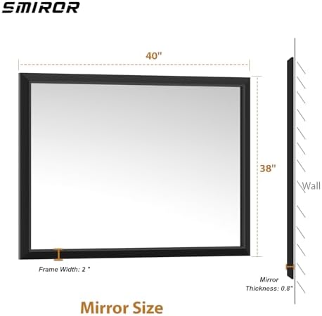 SMIROR 40x38 Matte Black Bathroom Vanity Mirror - Image 2