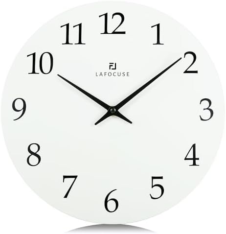 Lafocuse 12 Inch Wooden Modern Minimalist White Wall Clock Battery Operated by VisiteLafocuse