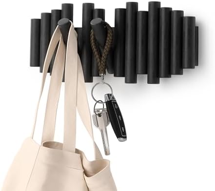 Umbra Picket Coat Rack, Wall Mount 5 Flip-Down Coat Hooks by Umbra