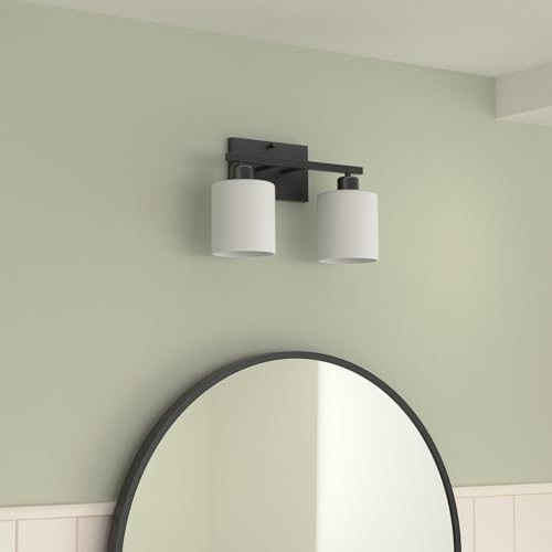 Black Bathroom Light Fixtures Over Mirror, 2-Light Vanity Lights - Image 2