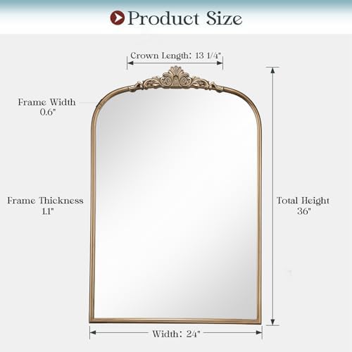 24" x 36" Antique Gold Arched Mirror - Image 2