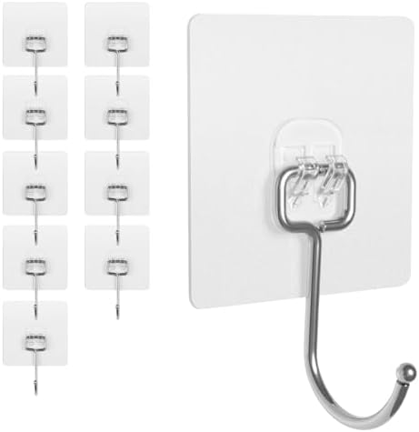 Adhesive Wall Hooks for Hanging - 60lb Heavy Duty Waterproof & Rustproof by Unknown