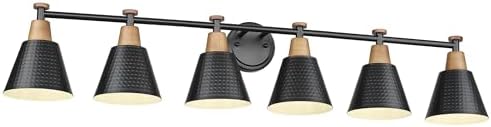 FEMILA Black 6 Light Bathroom Vanity Light, Vintage Bathroom Light Fixtures by FEMILA
