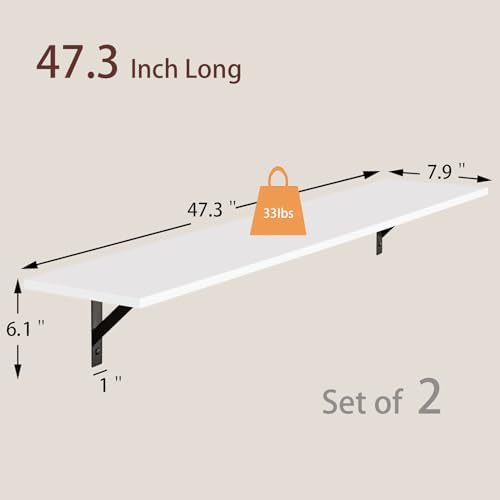 DINZI LVJ Long Wall Shelves, 47.3Inch Wooden Floating Shelves - Image 3