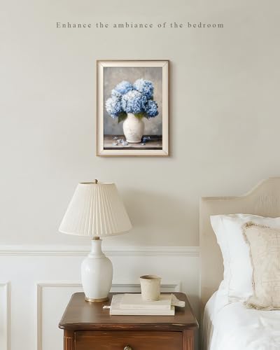 VIYYIEA Vintage Framed Blue Hydrangea Botanical Canvas Wall Art, 16×12 Inch - Image 5
