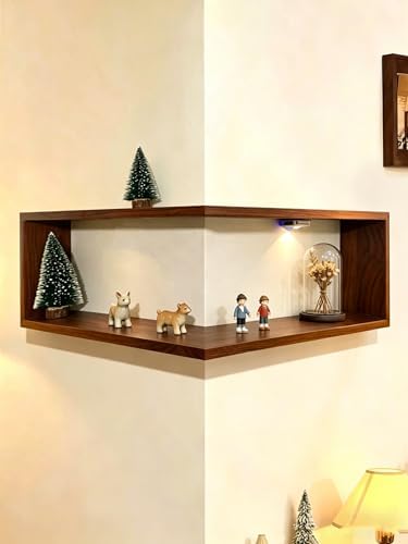 Ebrima Floating Corner Shelf, Wooden Wall Mounted Corner Display Shelf - Image 7