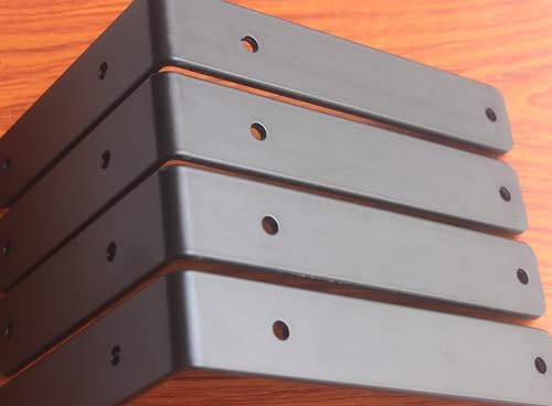 10 Pack - L 8" x H 6" x W1.5, 5mm Thick Black L Shelf Bracket, Iron Shelf - Image 3
