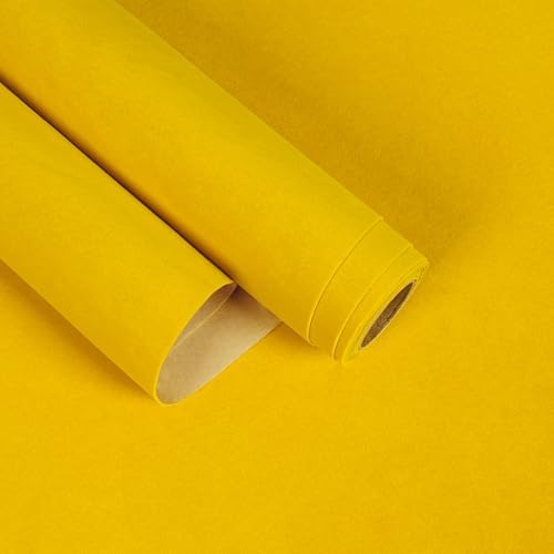 Mustard Yellow Velvet Drawer Liner Self Adhesive Velvet Fabric Wallpaper Peel by EaseStick