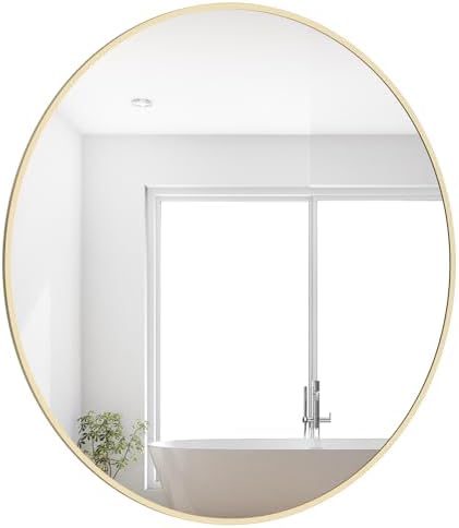 WallBeyond 28 inch Round Mirror Gold Large Circle Wall Mirror by WallBeyond