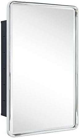 TEHOME Farmhouse Chrome Recessed Mirrored Bathroom Medicine Cabinet 16x24 - Image 3