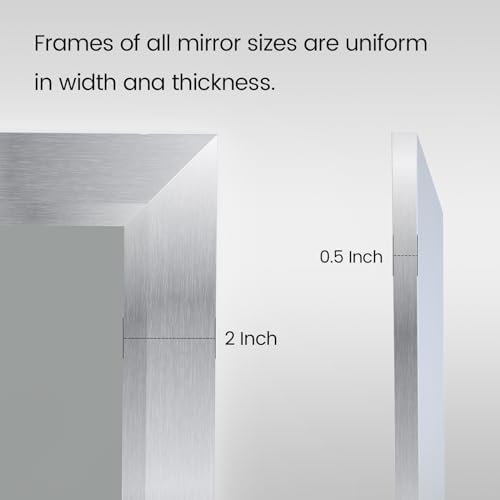 Amorho Bathroom Mirror for Wall 72x36 Inch, Brushed Silver Metal Framed - Image 4