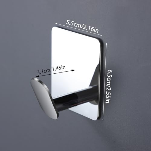 DELITON Adhesive Towel Hooks, 4 Pack Stainless Steel 26lb Max Mirror Silver - Image 6