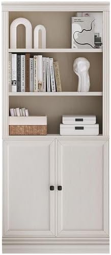 JAHRSTIM Halston Standard Bookcase w/Doors, Cabinet Bookshelf by LivingEssentials