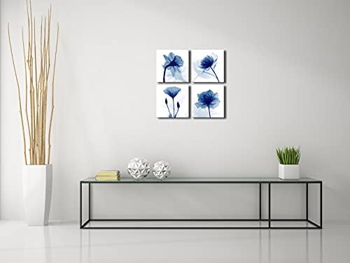 Pyradecor Blue Flickering Flower Abstract Paintings Canvas Wall Art Grace - Image 4