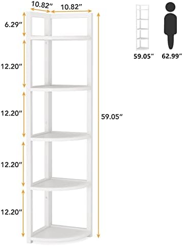 Tribesigns 5 Tier Corner Shelf, Modern Corner Bookshelf Small Bookcase Storage - Image 2