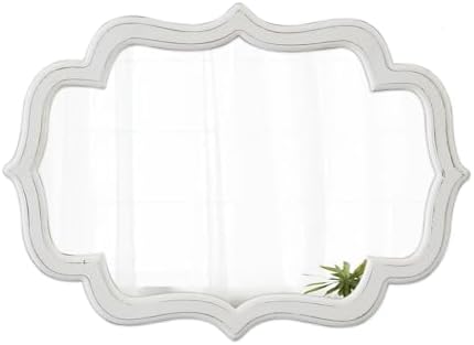 Vintage Oval Wall Mirror 22 X 30 Inch, Distressed White - Image 7