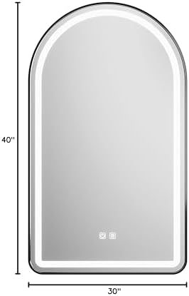 Arched Bathroom Mirror 30"x40", LED Tempered Glass - Image 6