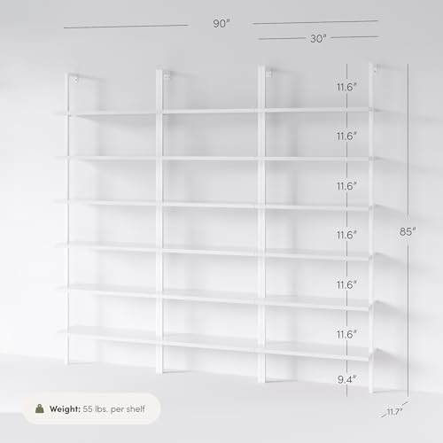 Nathan James Theo 6-Shelf Tall Modern Bookshelf, Wall Mount Ladder Shelf - Image 2
