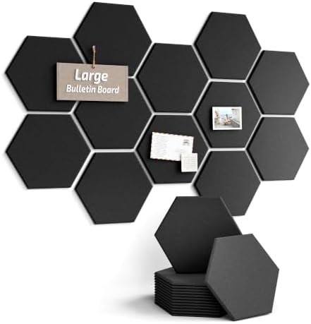 Fluxynara 12-Pack Hexagon Felt Bulletin Board Tiles by FLUXYNARA