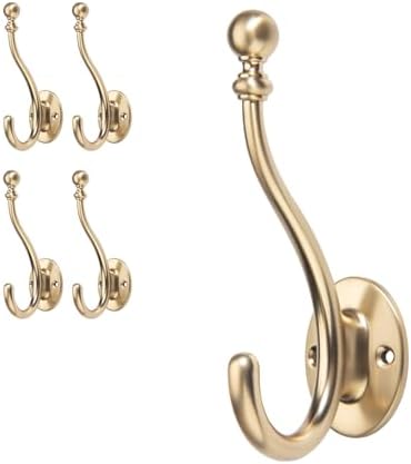 AVICCI 5 Pack Coat Hooks Champagne Bronze Coat Hook, Heavy Duty Hooks by Home