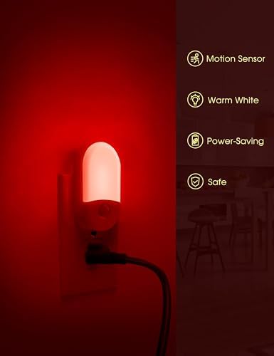 L LOHAS LED Motion Sensor Night Light, Sleep Aid Red, 4 Pack - Image 7