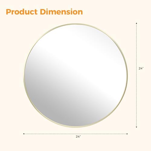 DUMOS 24 Inch Round Wall Mirror, Bathroom Mirror - Image 2
