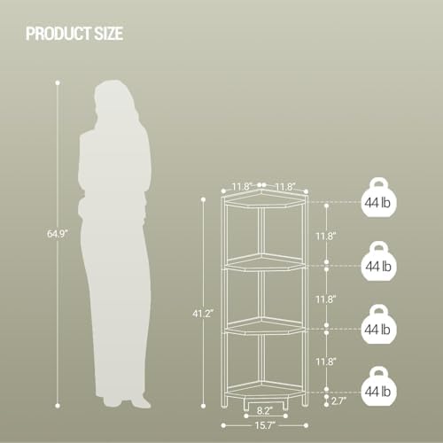 Hzuaneri Corner Shelf Stand 4-Tier Corner Bookshelf Storage Standing Shelf - Image 2