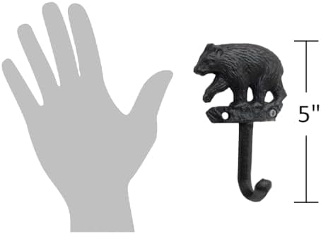 The Bridge Collection Rustic Black Bear Wall Hook – Cast Iron Wildlife Hook - Image 2
